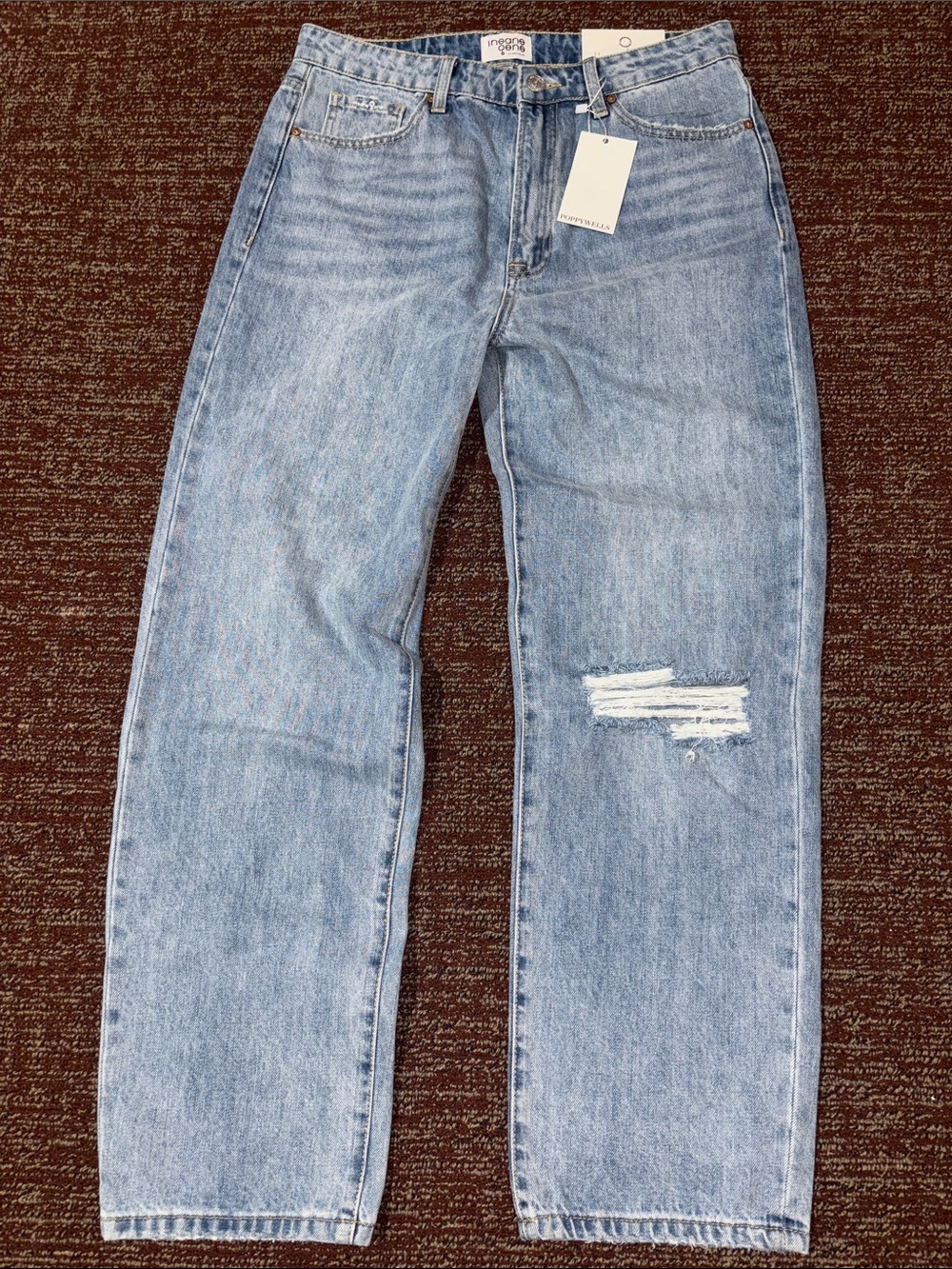 NWT Insane gene distressed light wast straight leg cropped denim women’s 29/11